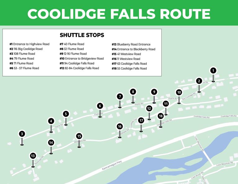 Coolidge Fall Shuttle Route Map