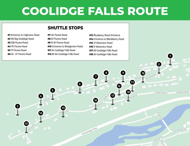 Coolidge Fall Shuttle Route Map