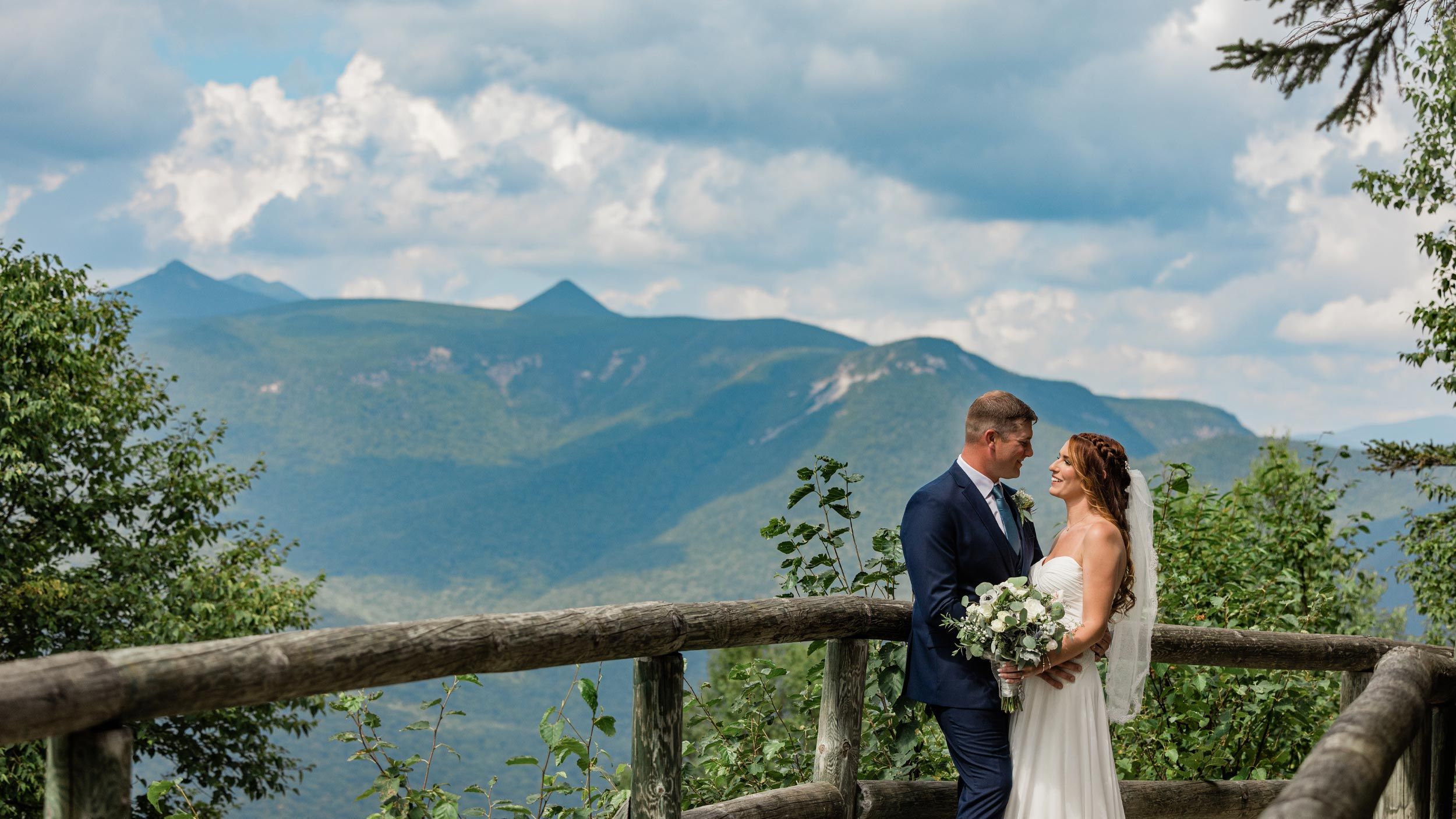 Wedding couple taking photos 