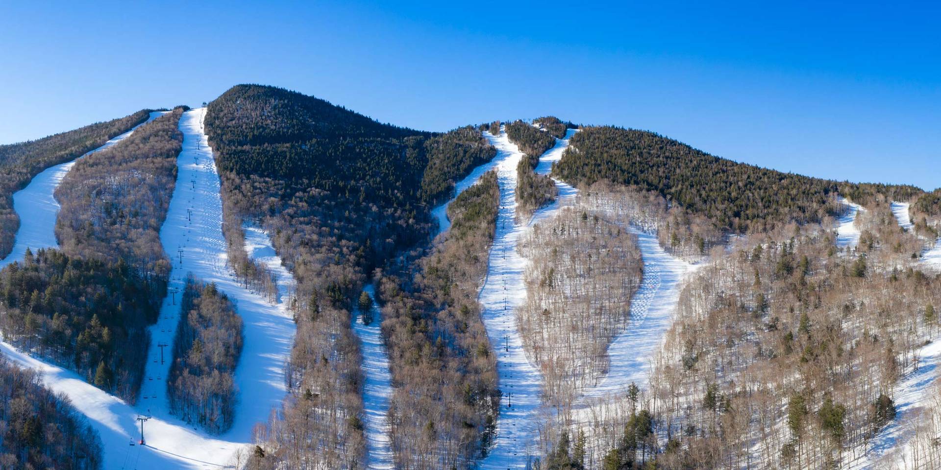 Drone winter image of ski slopes