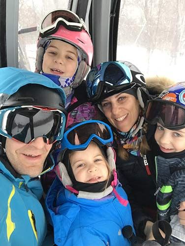 family picture taken inside the gondola