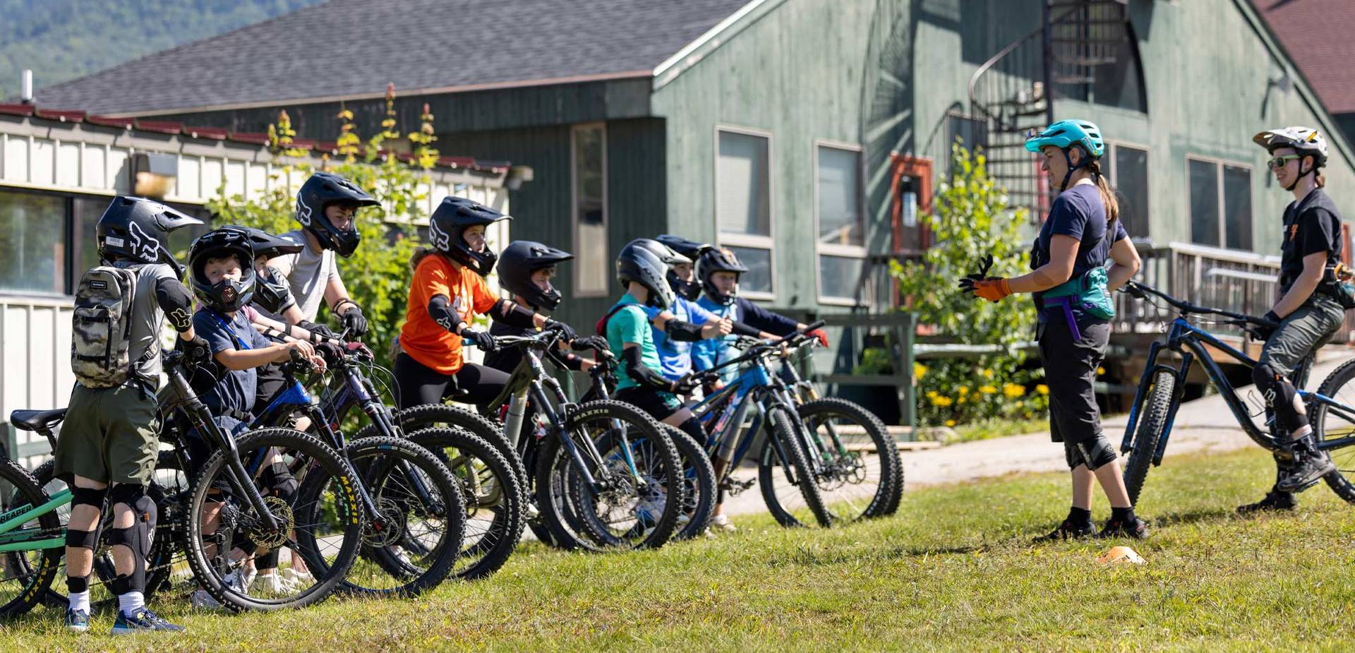 Group of kids biking