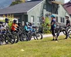 group of kids for bike lesson