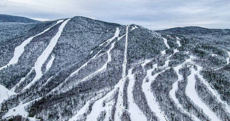Arial Photo of Loon Mountain in winter