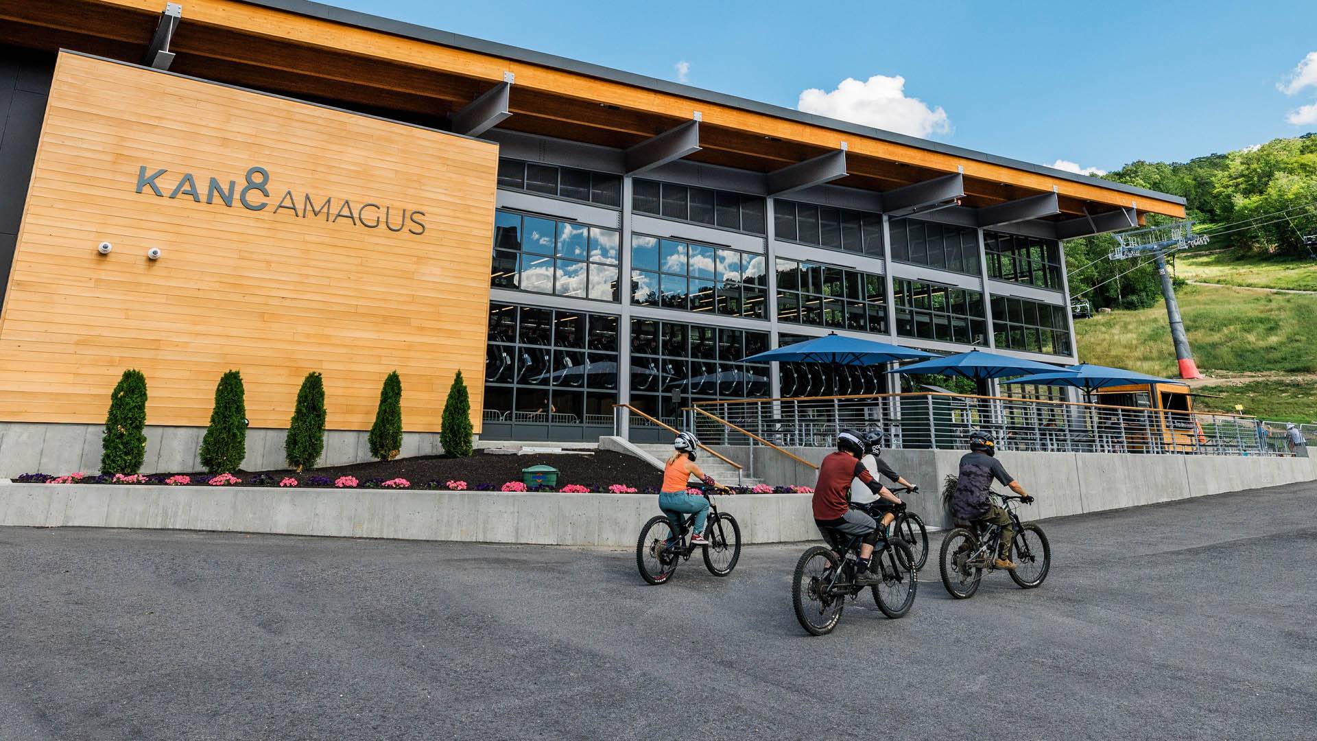 Mountain Bikers in front of Kancamagus 8