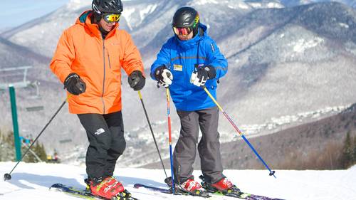 Instructor and skier at Loon Mountain