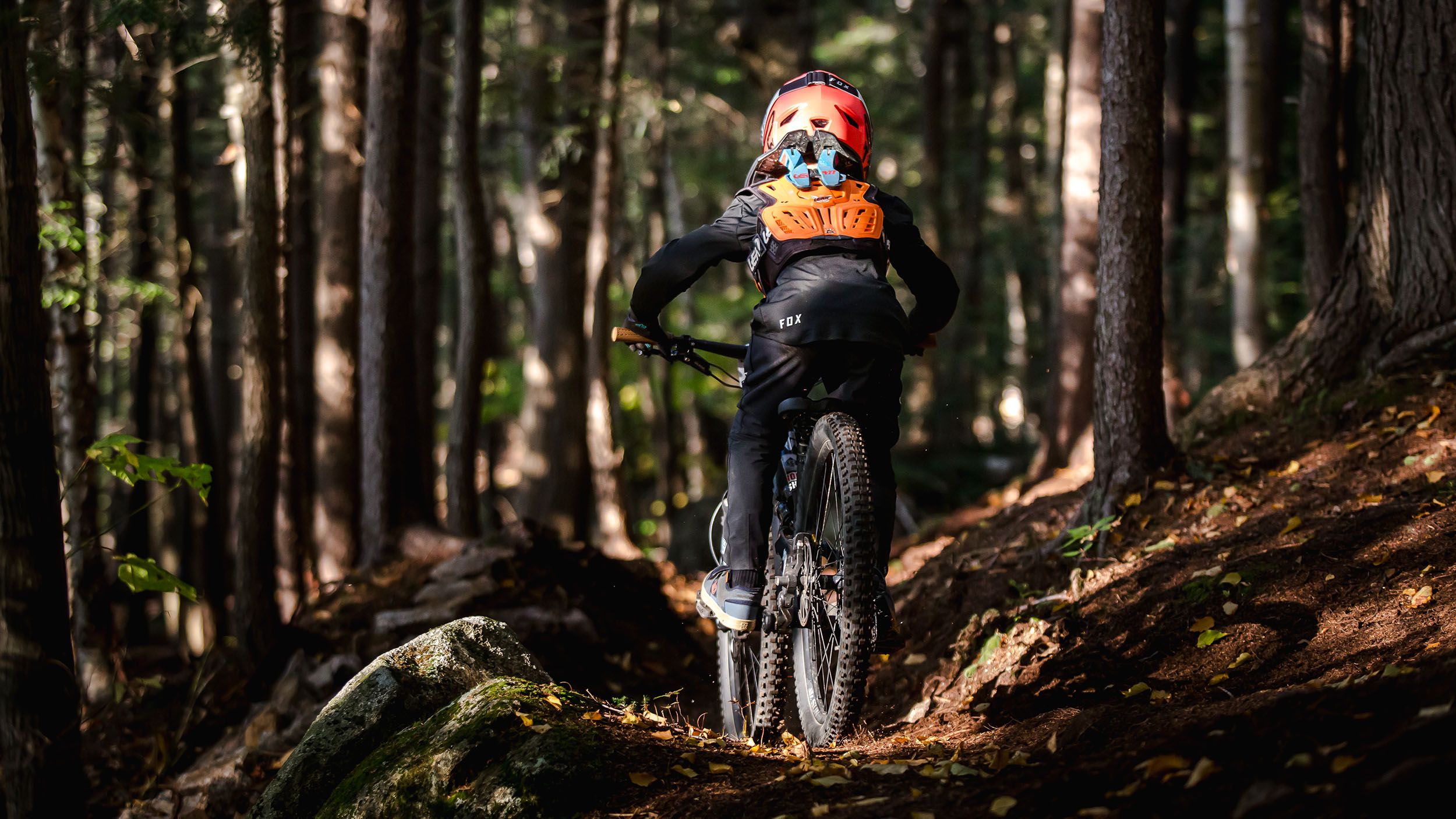Biker on technical trail