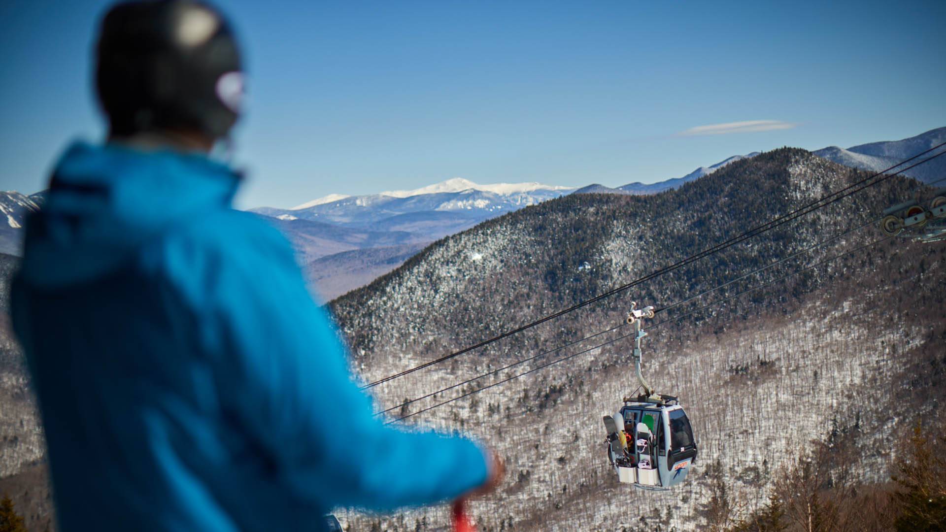 Skier looking at the view from Loon Peak