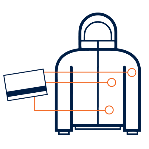 Icon showing where to place your GO card in your jacket