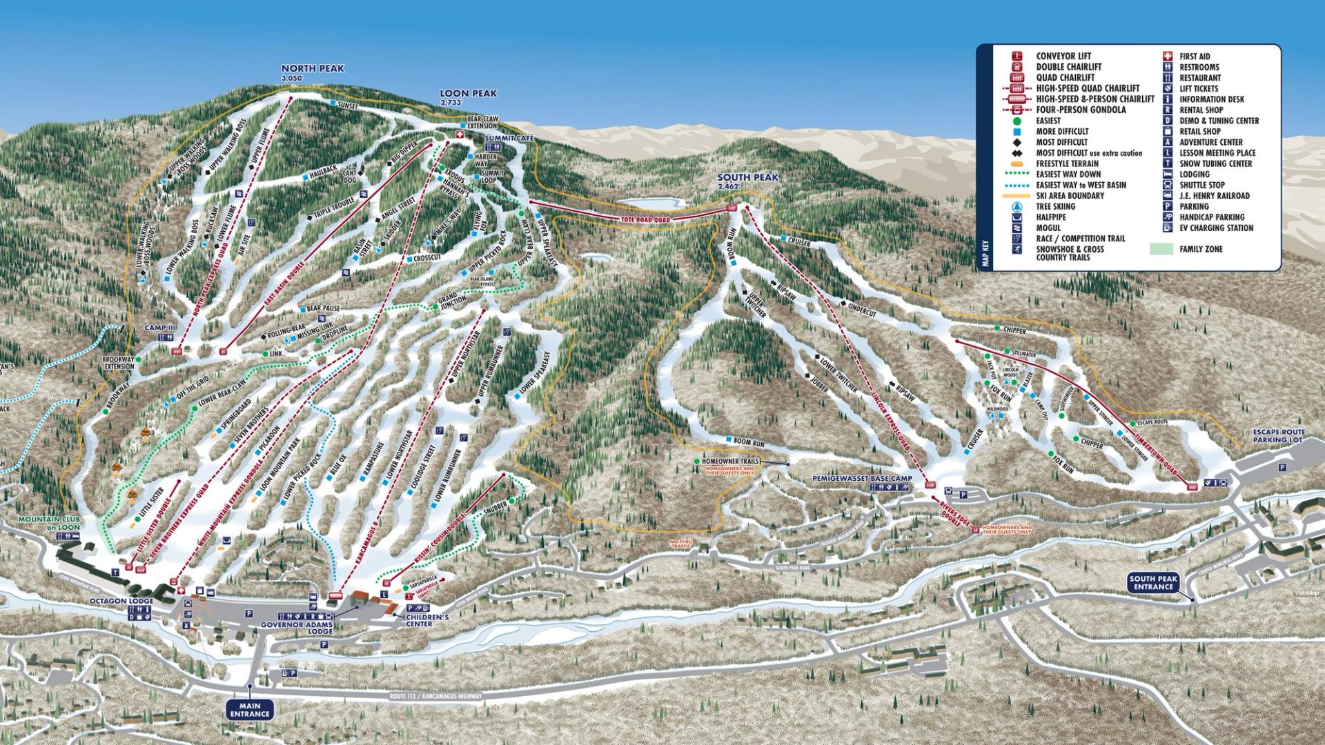 Winter Resort Map of Loon Mountain