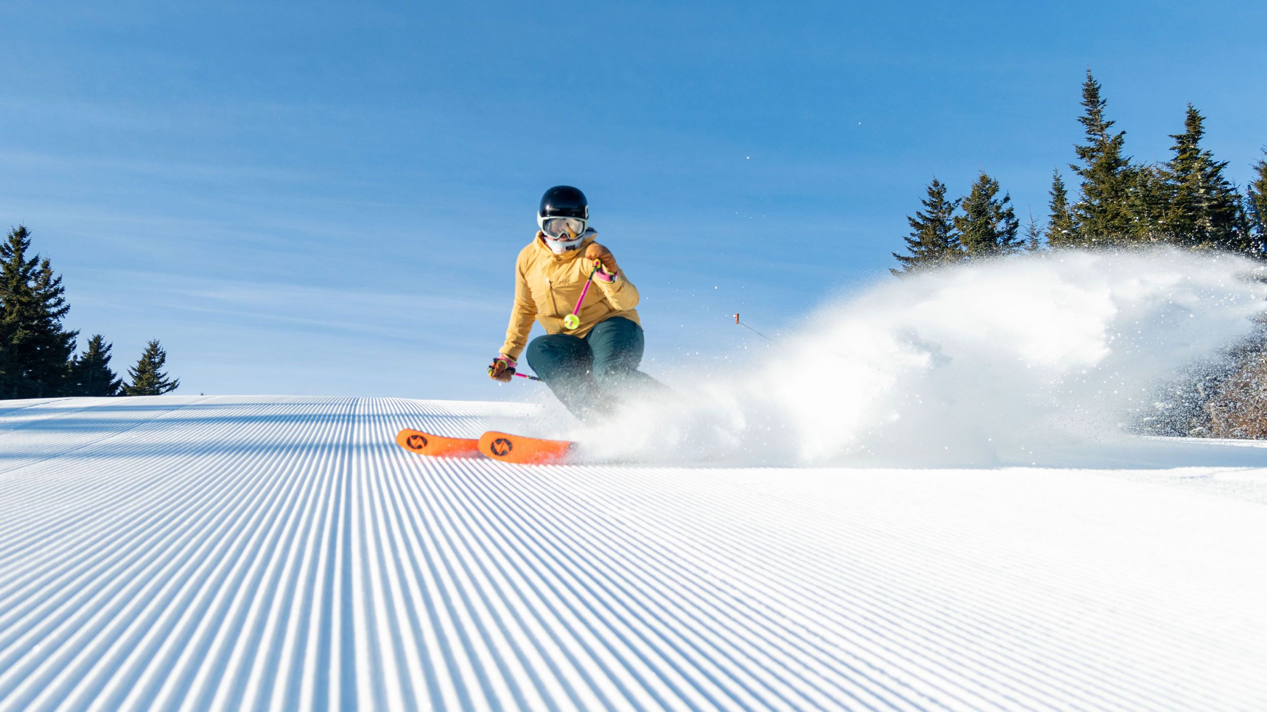 Skier on corduroy