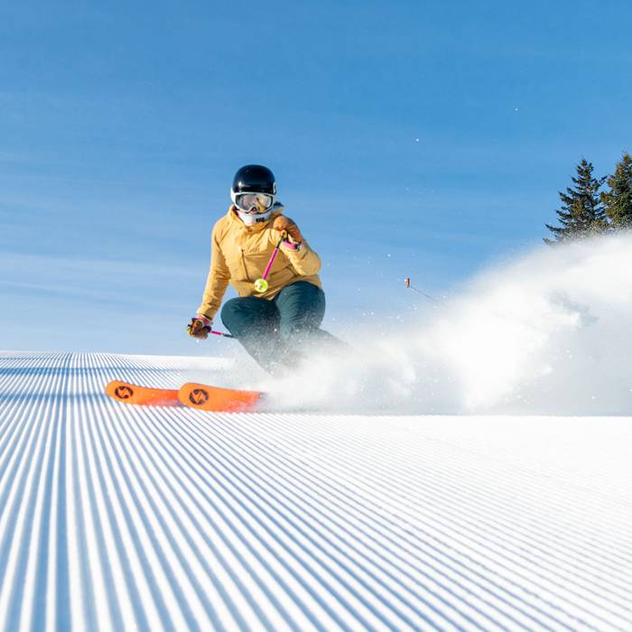 Skier on corduroy