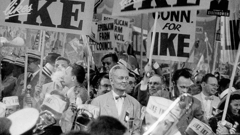 Sherman Adams at a rally