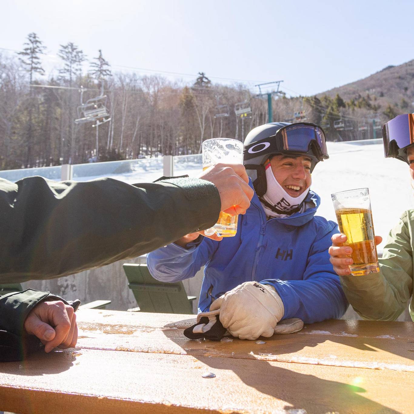 Group Cheers on Camp III Patio