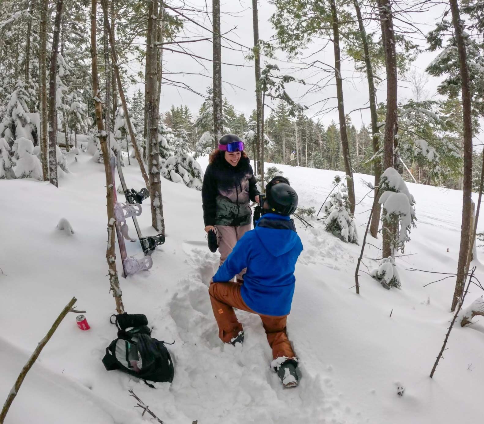picture of two people getting engaged on South Peak