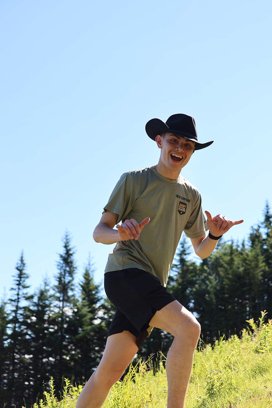male racer wearing cowboy hat