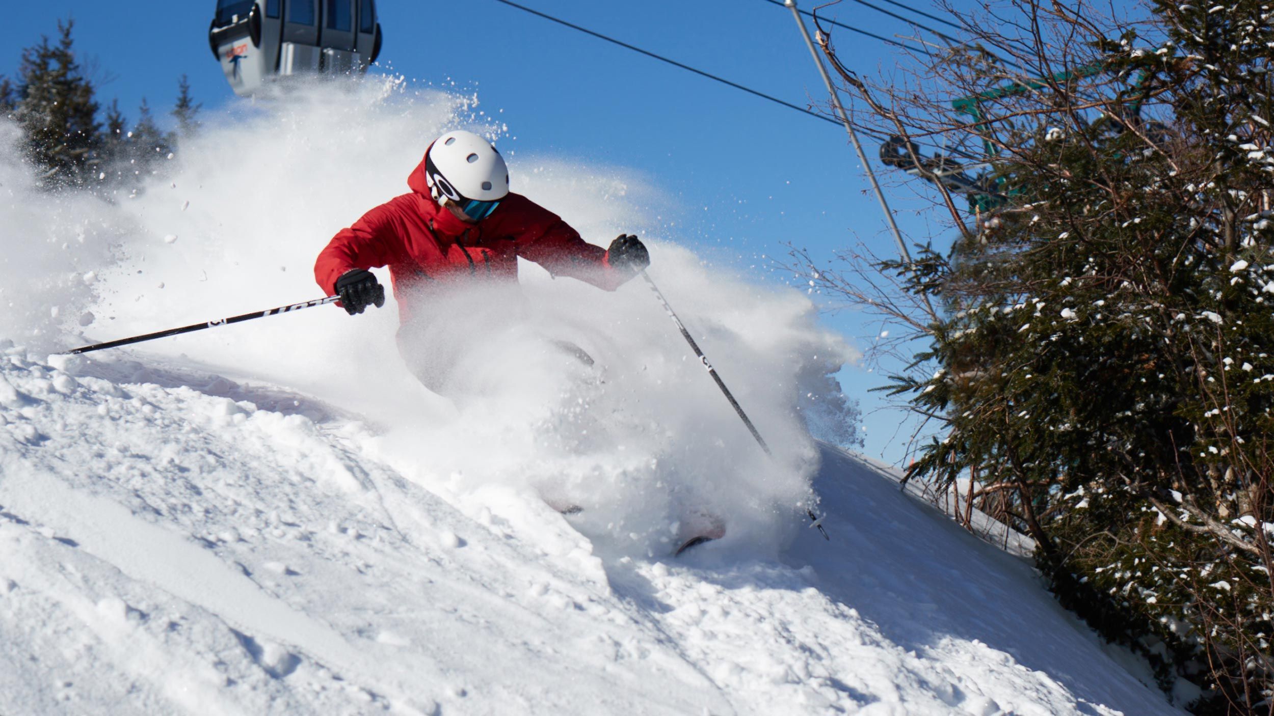 winter drone image of Loon Mountain ski trails