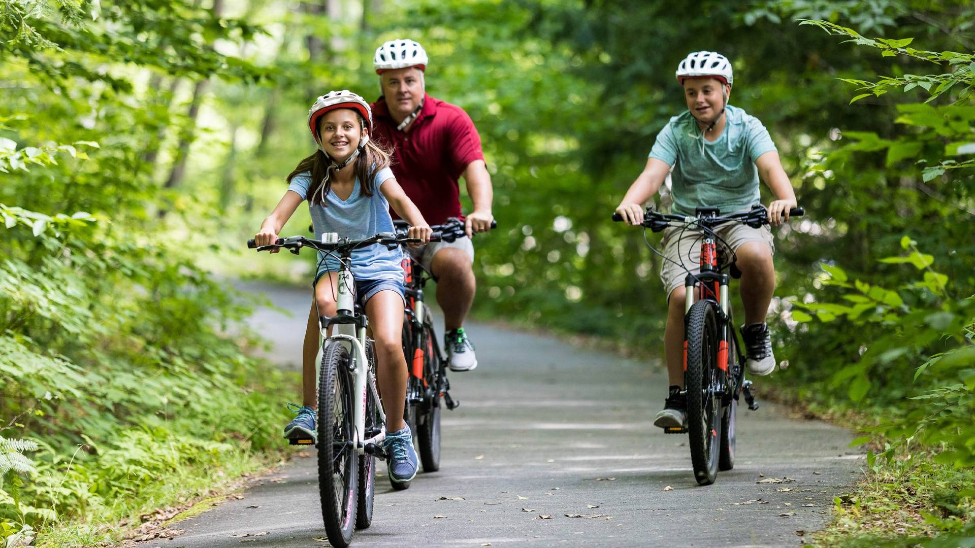 family on bikes