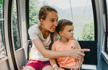 mother and son enjoying the view from the gondola skyride