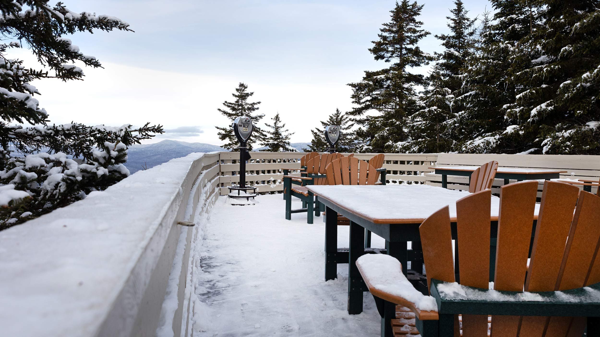 Winter Photo of deck at Summit Cafe