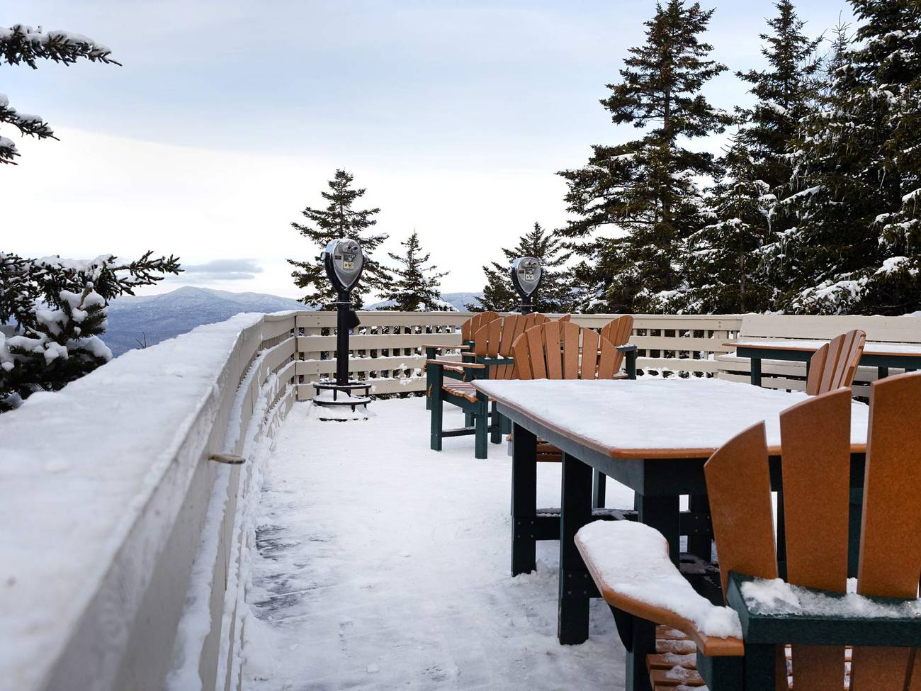 Winter Photo of deck at Summit Cafe