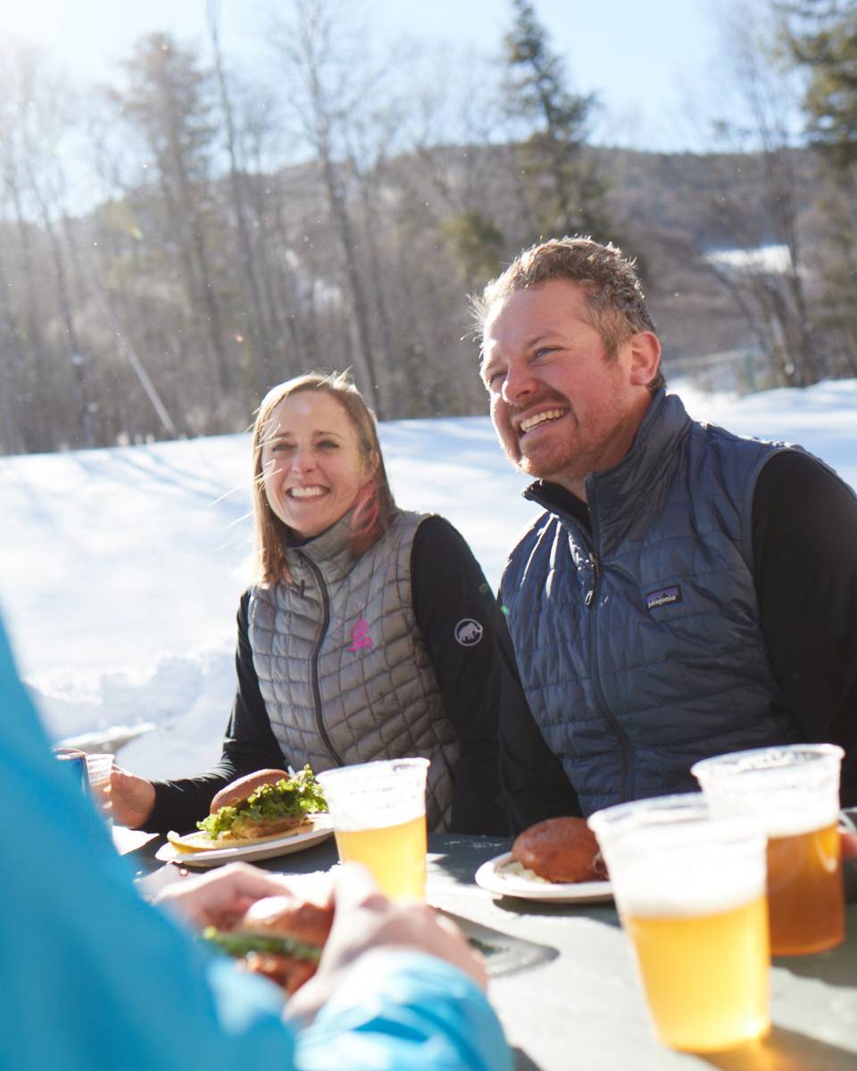 Group of friends eating outside