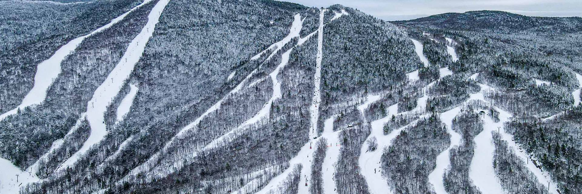 winter drone shot of Loon trail system