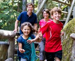 Family having fun at the Loon Mountain summit glacial caves