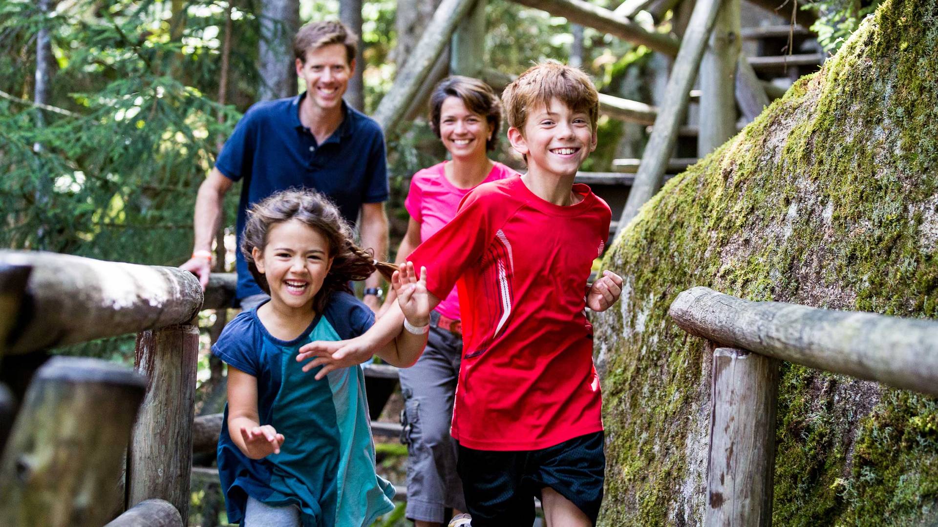 Family enjoying the summit boardwalk and caves