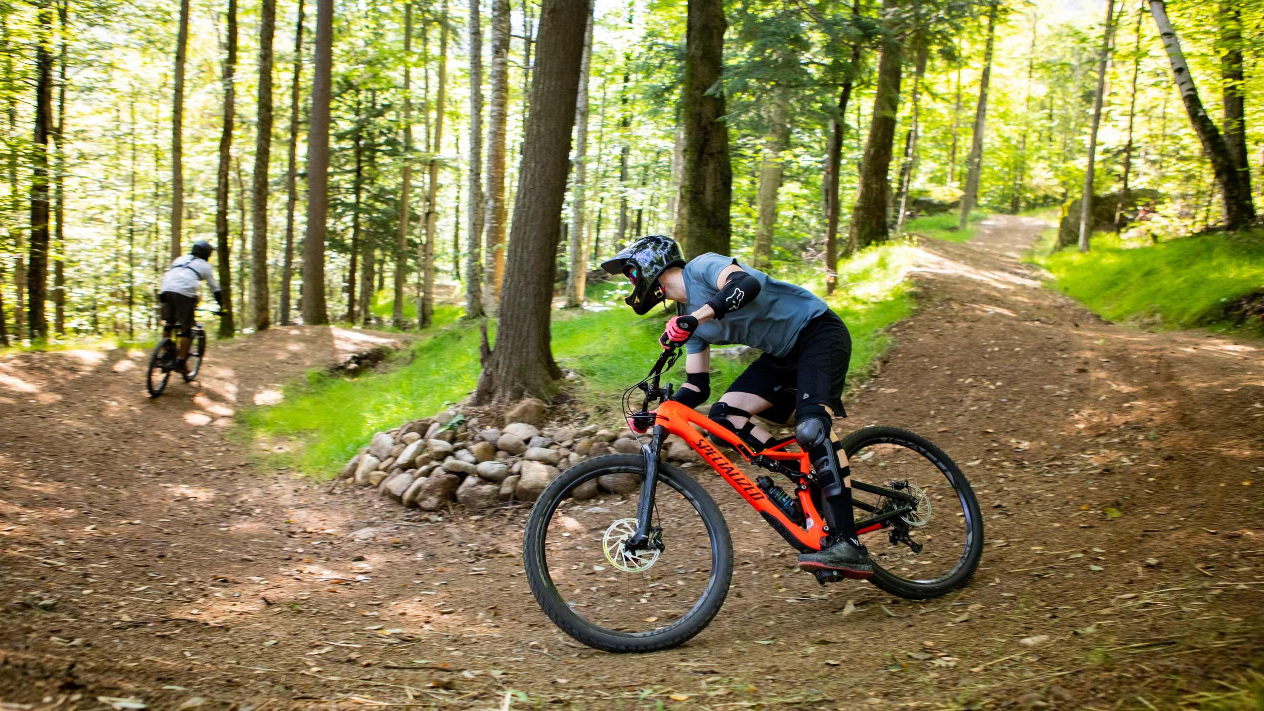 Two downhill mountain bikers