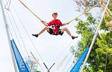 climbing wall and bungee trampoline