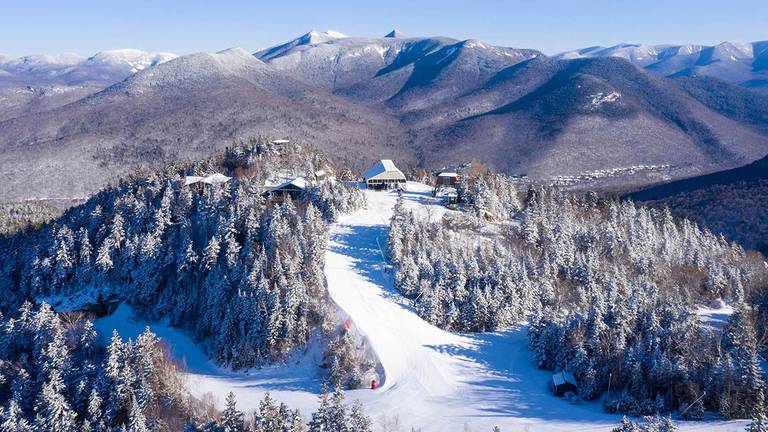 Arial photo of Loon Peak in the winter