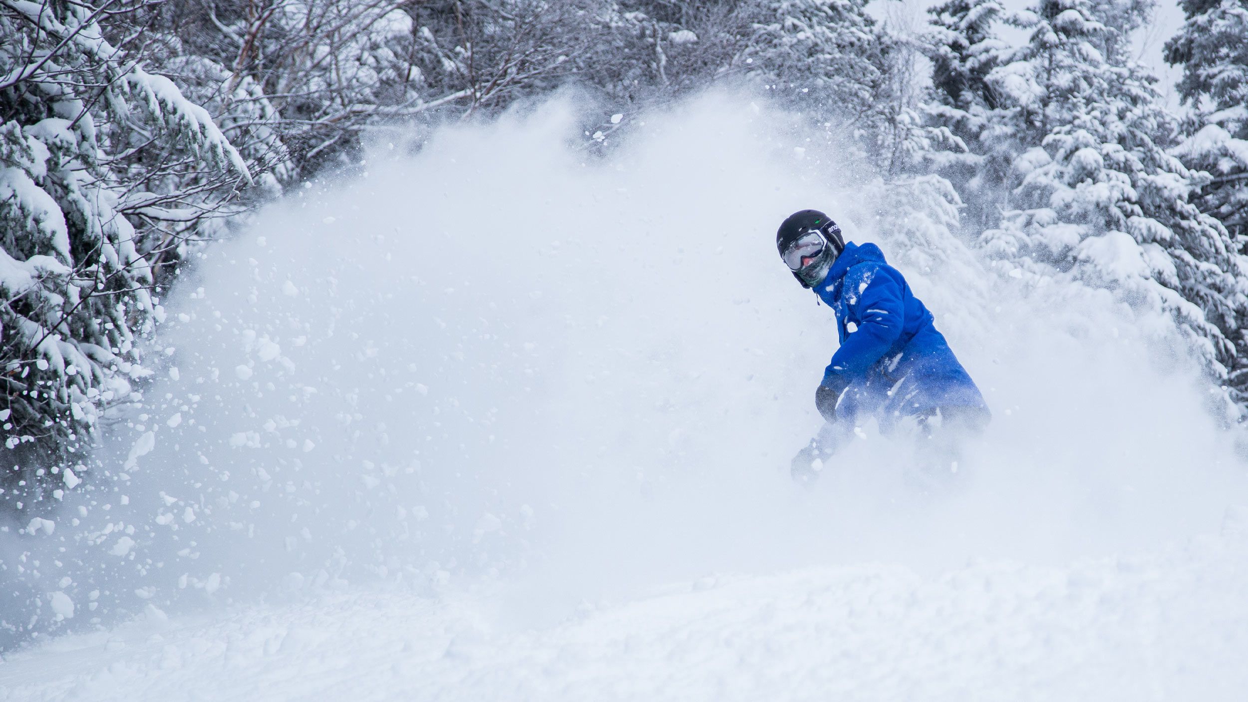 snowboarder with powder