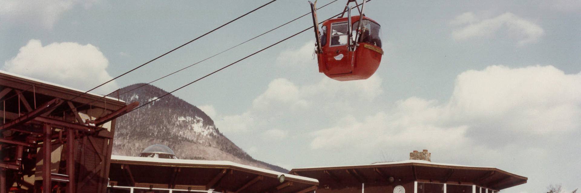 Old Image of Octagon Lodge and skiers