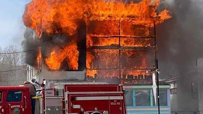 building on fire in Lincoln