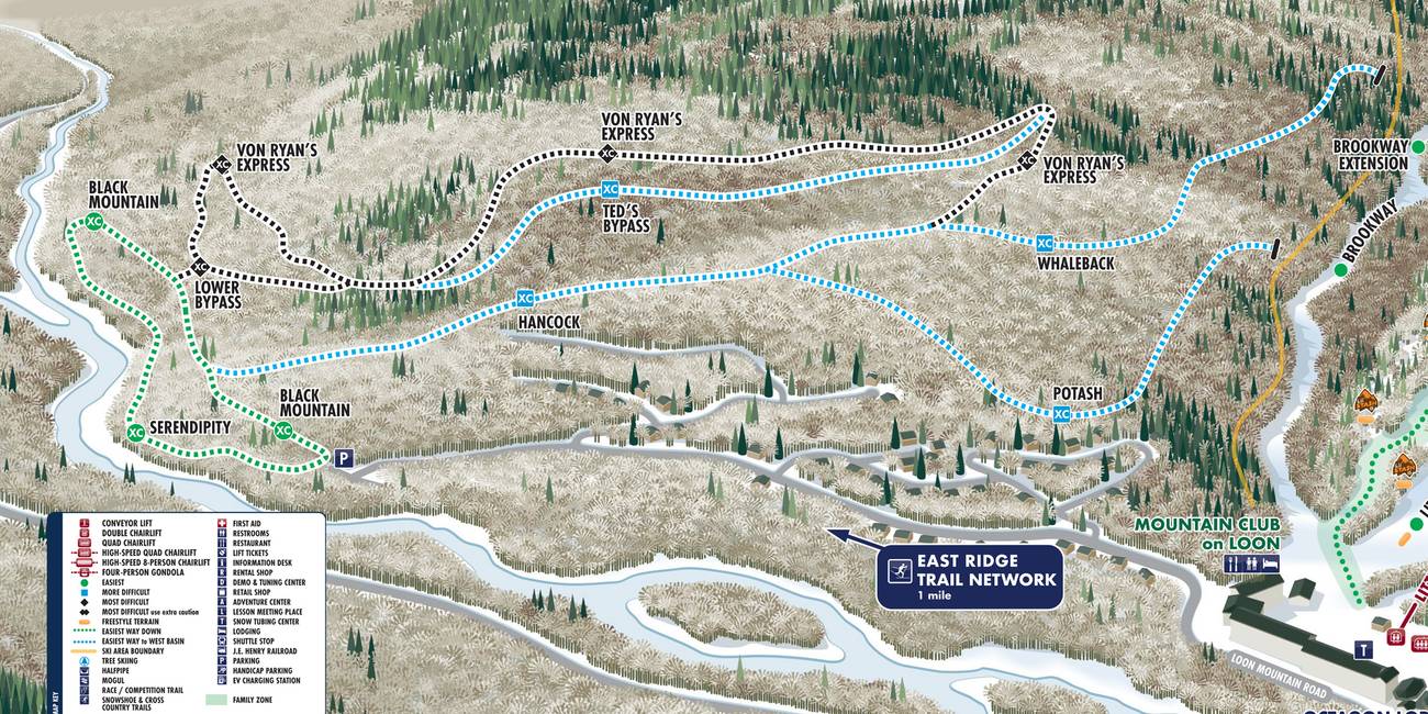 trail map of the XC network