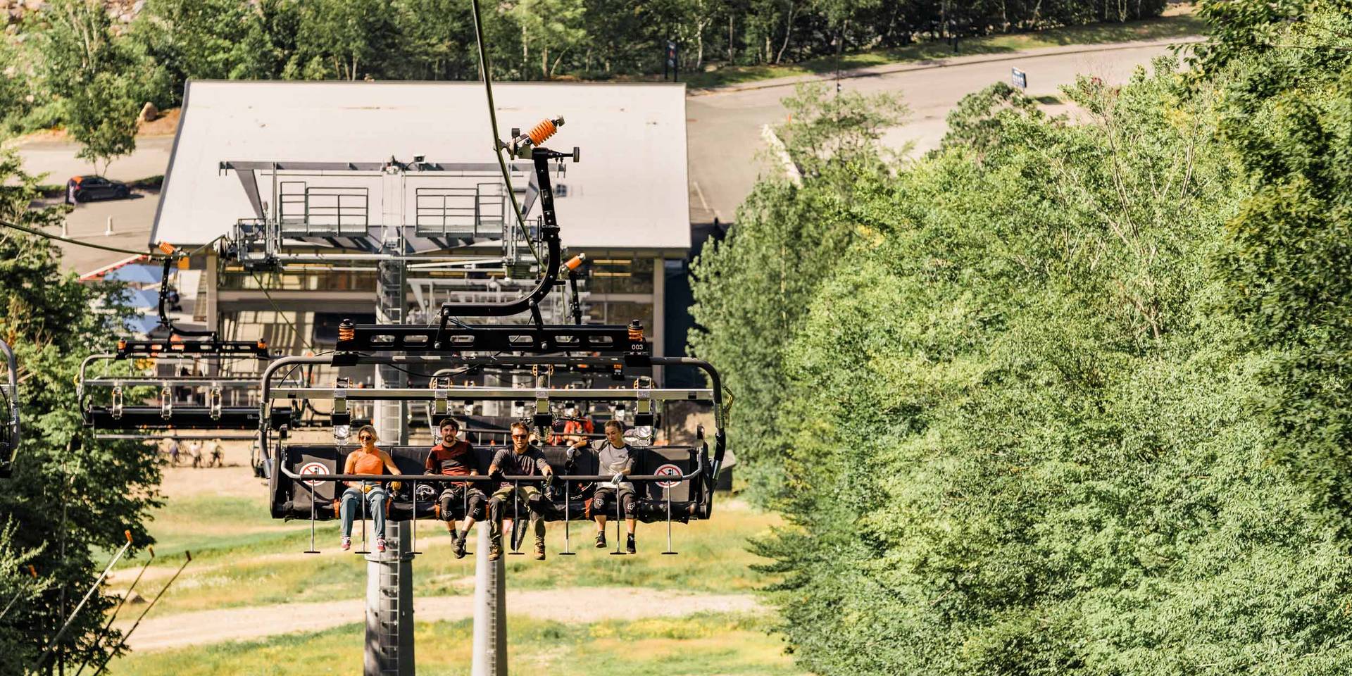 group of bikers outside the kancamagus 8