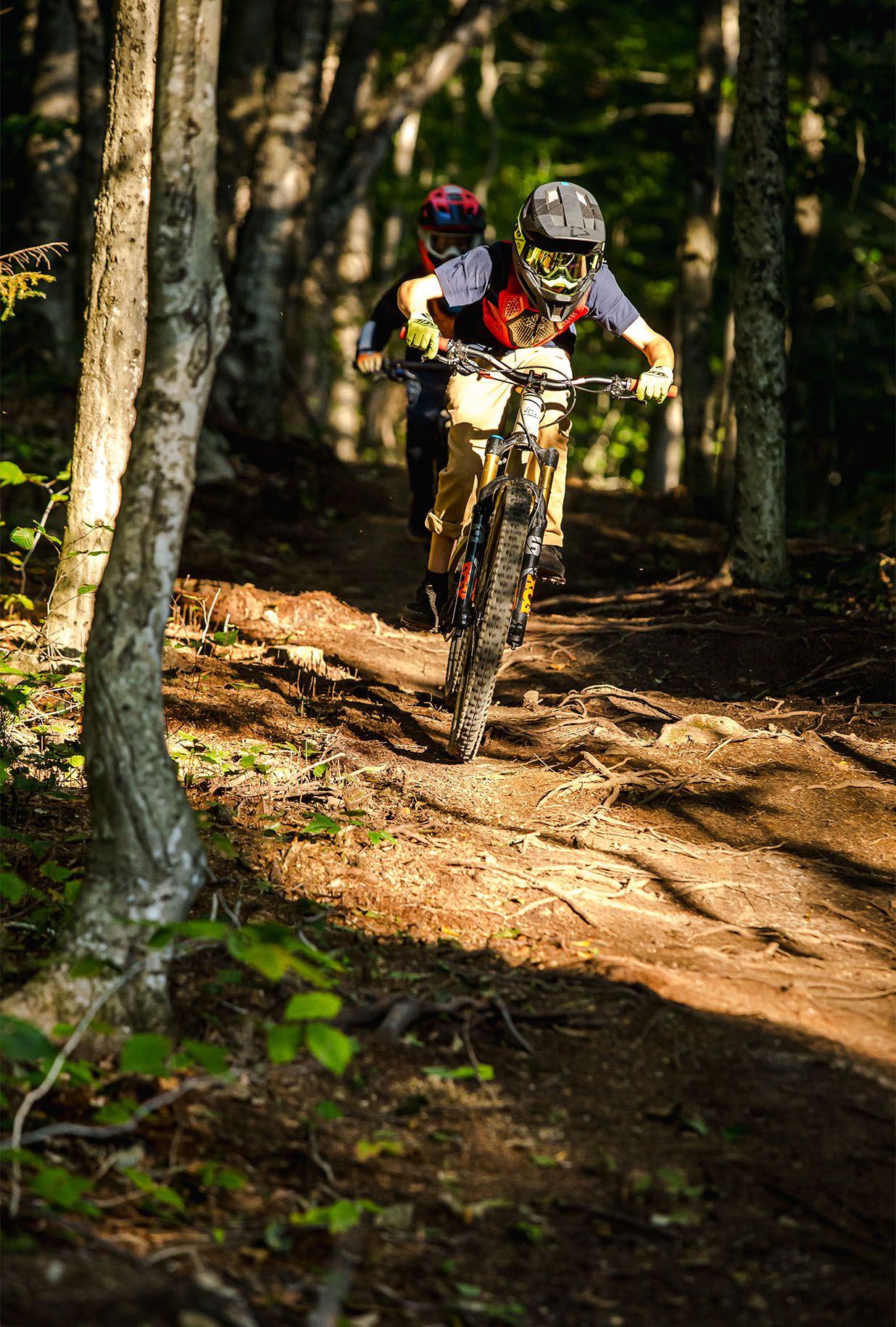 Biker on technical trail