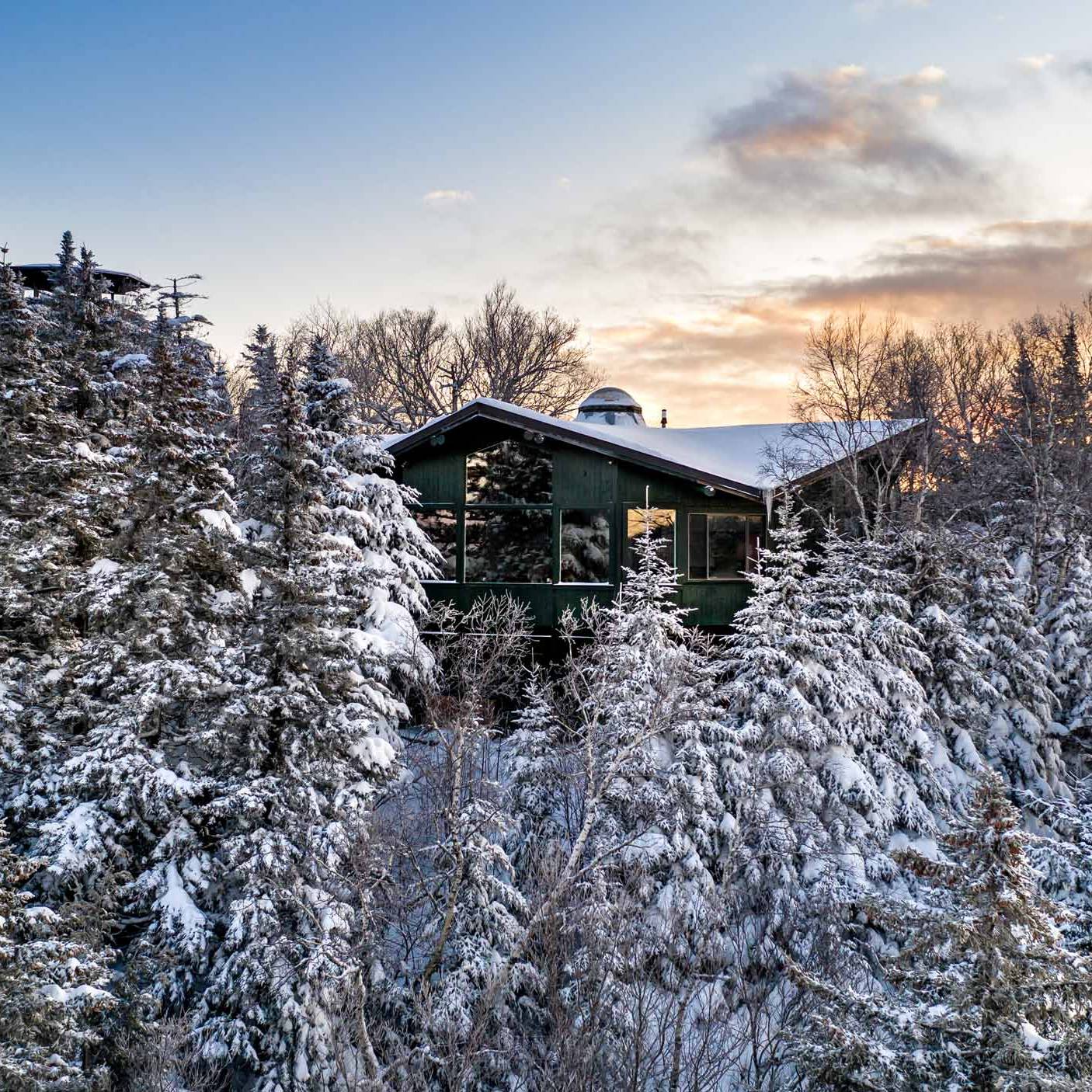 snowy winter picture of the Summit Cafe exterior