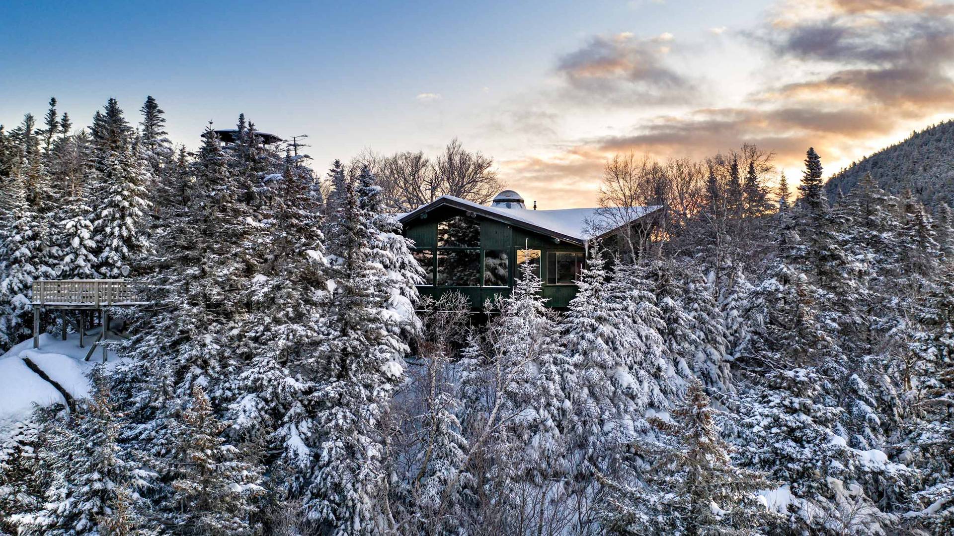 Summit Cafe exterior in winter