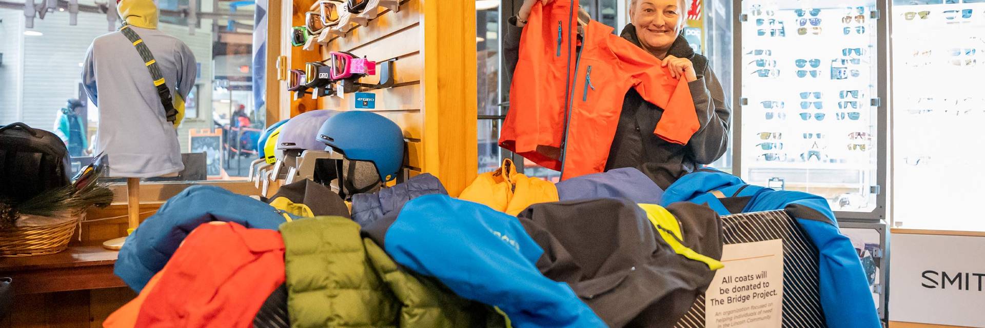 Picture of winter clothes on display in Loon Mountain Sports Shop
