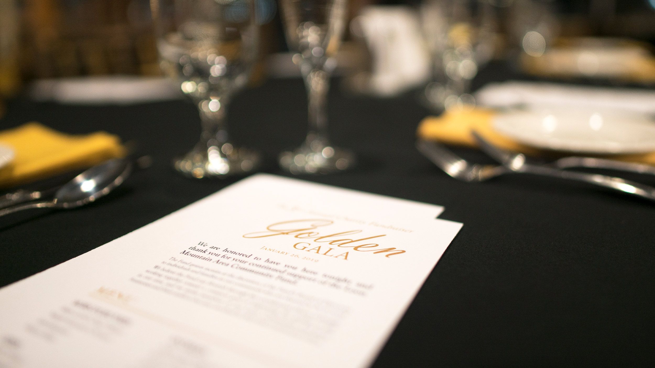 Golden Gala dinner menu