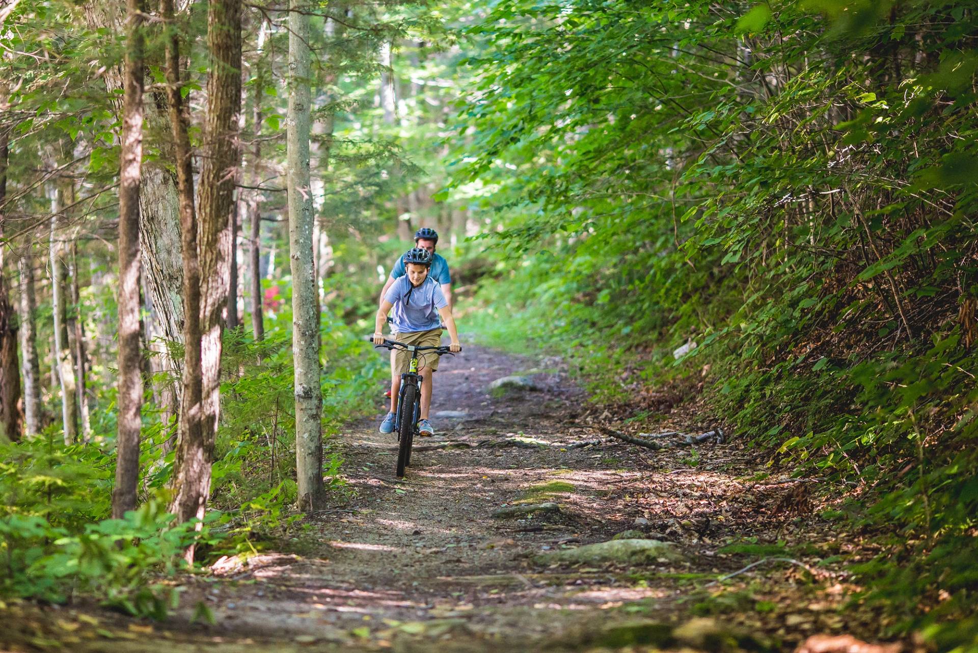 Two bikers on the cross country trails