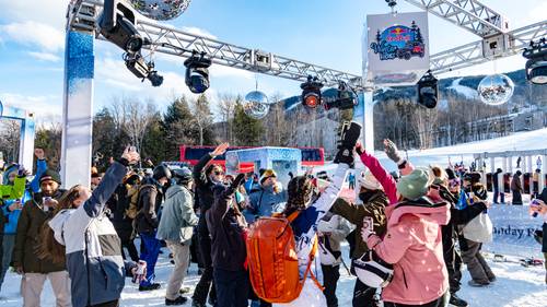 People partying in South Ridge at Sunday River.