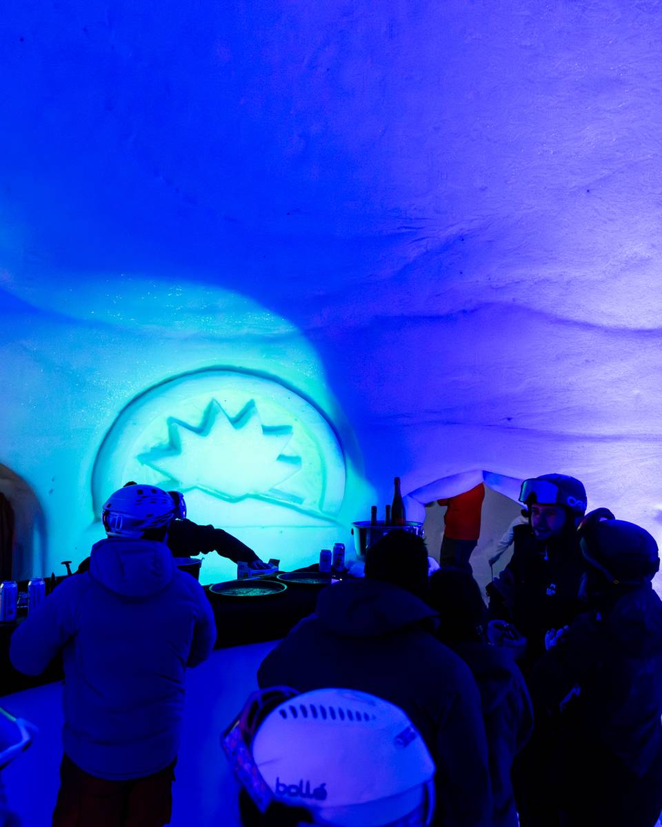 The country's first igloo with lights and an ice bar.