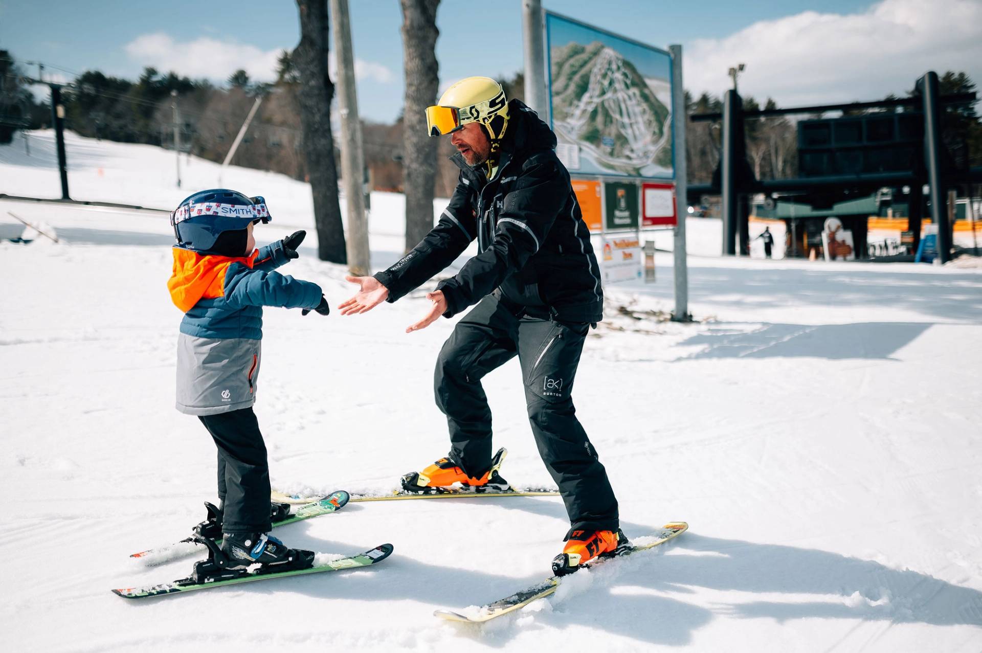 Little boy in lesson with an instructor