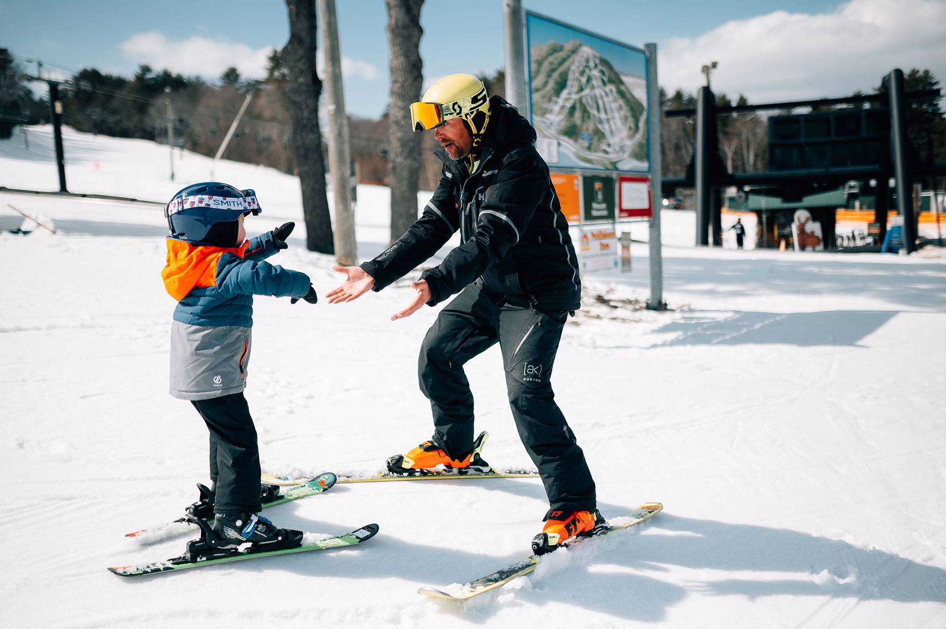 Little boy in lesson with an instructor