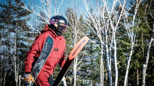 Male skier heads out to the park