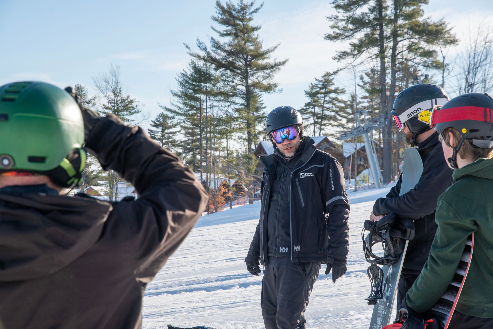 Ski instructor leads a lesson