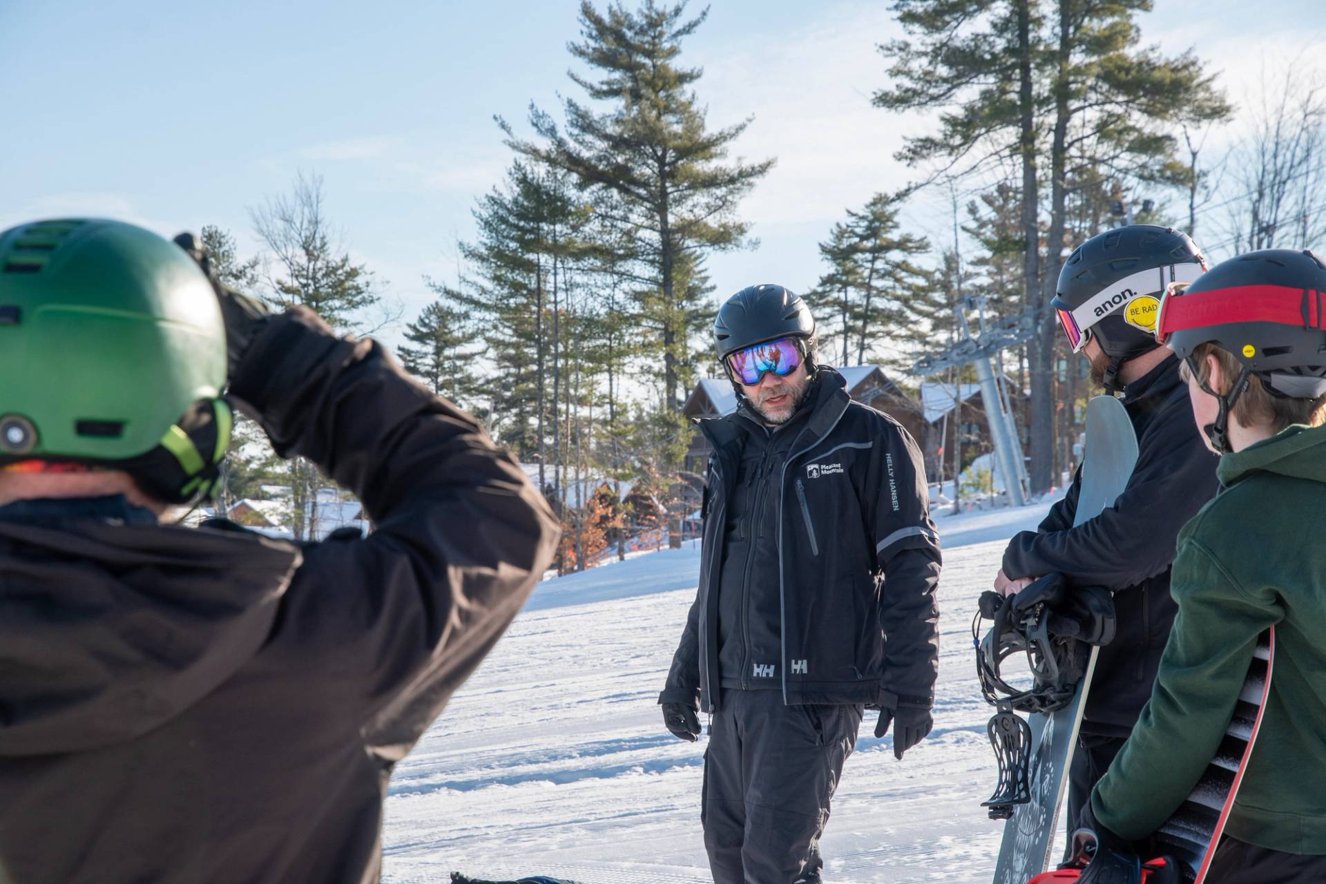 Ski instructor leads a lesson